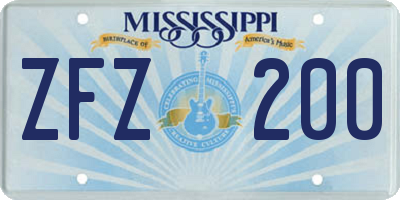 MS license plate ZFZ200