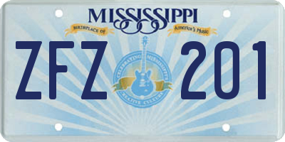 MS license plate ZFZ201