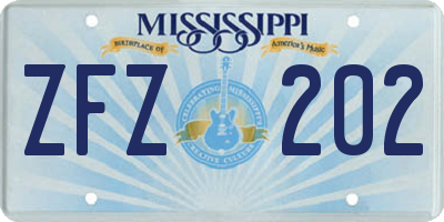 MS license plate ZFZ202
