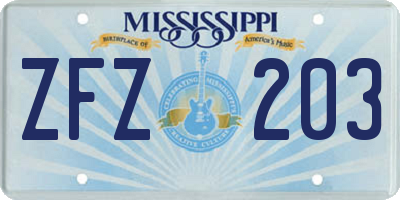 MS license plate ZFZ203