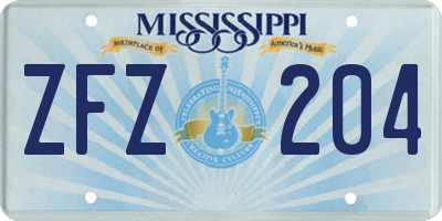 MS license plate ZFZ204