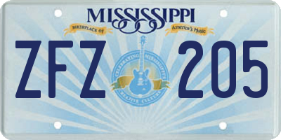MS license plate ZFZ205