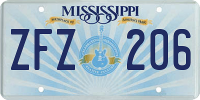 MS license plate ZFZ206