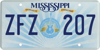 MS license plate ZFZ207
