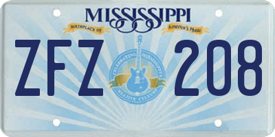 MS license plate ZFZ208