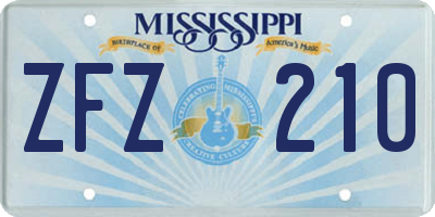 MS license plate ZFZ210
