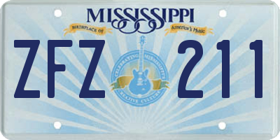 MS license plate ZFZ211