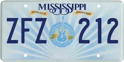 MS license plate ZFZ212