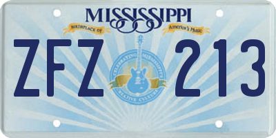 MS license plate ZFZ213