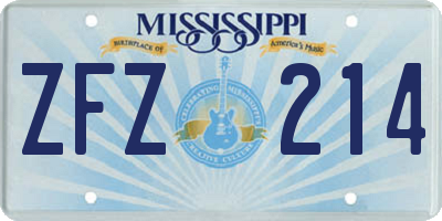 MS license plate ZFZ214