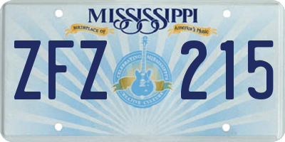 MS license plate ZFZ215