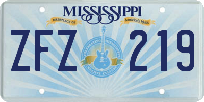 MS license plate ZFZ219