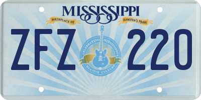 MS license plate ZFZ220