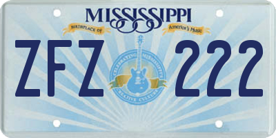 MS license plate ZFZ222