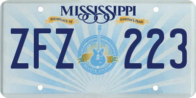 MS license plate ZFZ223