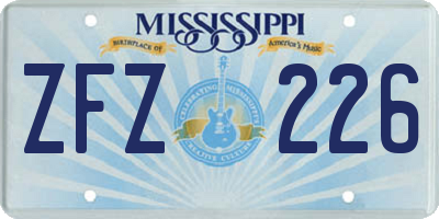 MS license plate ZFZ226