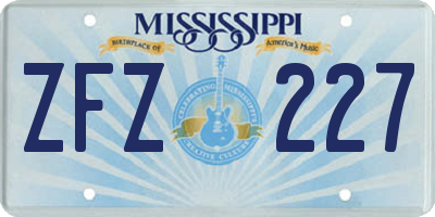 MS license plate ZFZ227