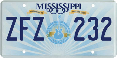 MS license plate ZFZ232