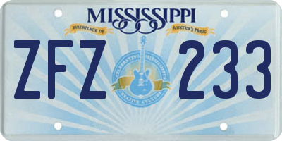MS license plate ZFZ233