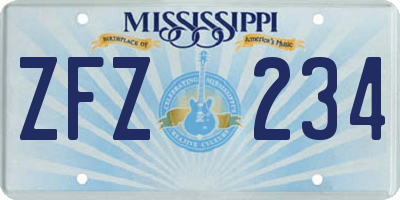 MS license plate ZFZ234