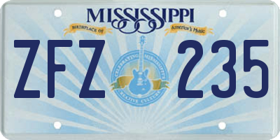 MS license plate ZFZ235