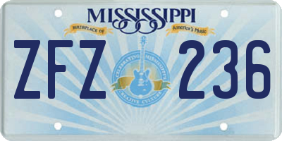MS license plate ZFZ236