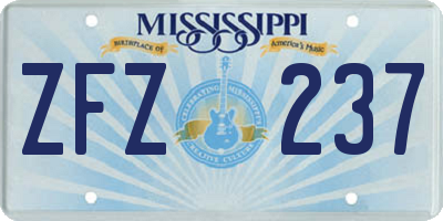 MS license plate ZFZ237
