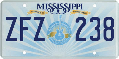MS license plate ZFZ238