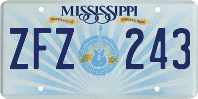 MS license plate ZFZ243