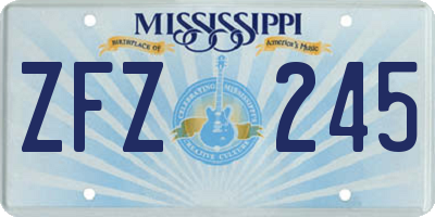 MS license plate ZFZ245
