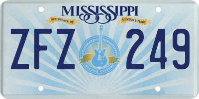 MS license plate ZFZ249