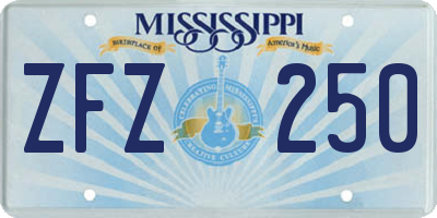 MS license plate ZFZ250
