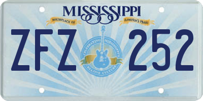 MS license plate ZFZ252