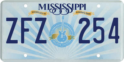 MS license plate ZFZ254
