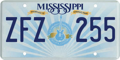MS license plate ZFZ255