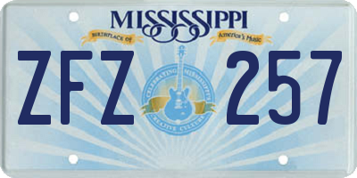 MS license plate ZFZ257