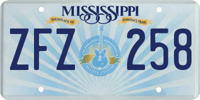 MS license plate ZFZ258
