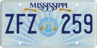 MS license plate ZFZ259