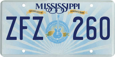 MS license plate ZFZ260