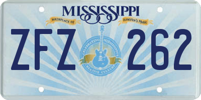 MS license plate ZFZ262