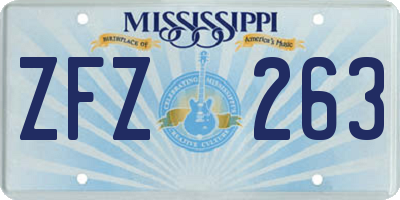 MS license plate ZFZ263