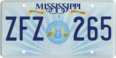 MS license plate ZFZ265