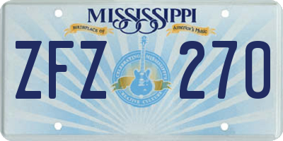 MS license plate ZFZ270