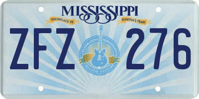 MS license plate ZFZ276