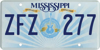 MS license plate ZFZ277