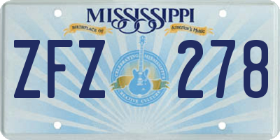 MS license plate ZFZ278
