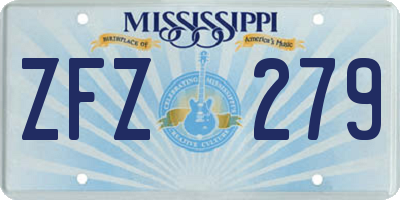 MS license plate ZFZ279