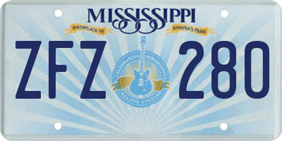 MS license plate ZFZ280