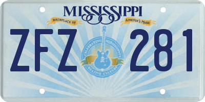 MS license plate ZFZ281