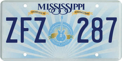 MS license plate ZFZ287